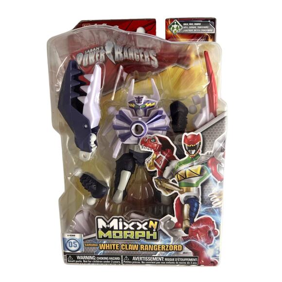 Vintage Saban's Power Rangers Mixx N Morph Samurai White Claw Rangerzord Figure - Picture 1 of 6